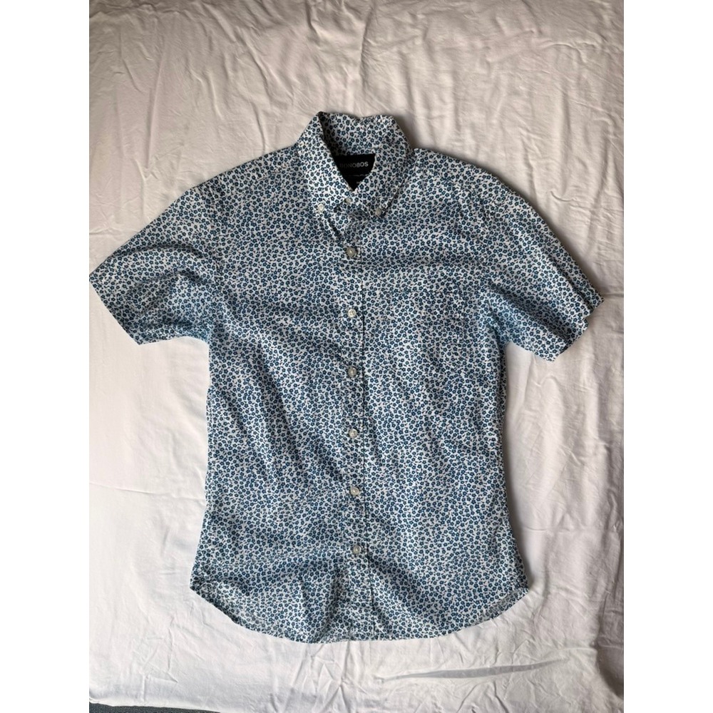 Bonobos Slim Fit Short Sleeve Floral Button Down Shirt XS Short Blue Green White